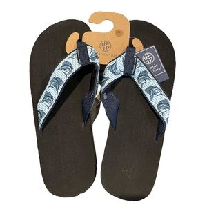 Gingham Sailfish Marlin Simply Southern Flip Flops Black M, L, XL, XXL